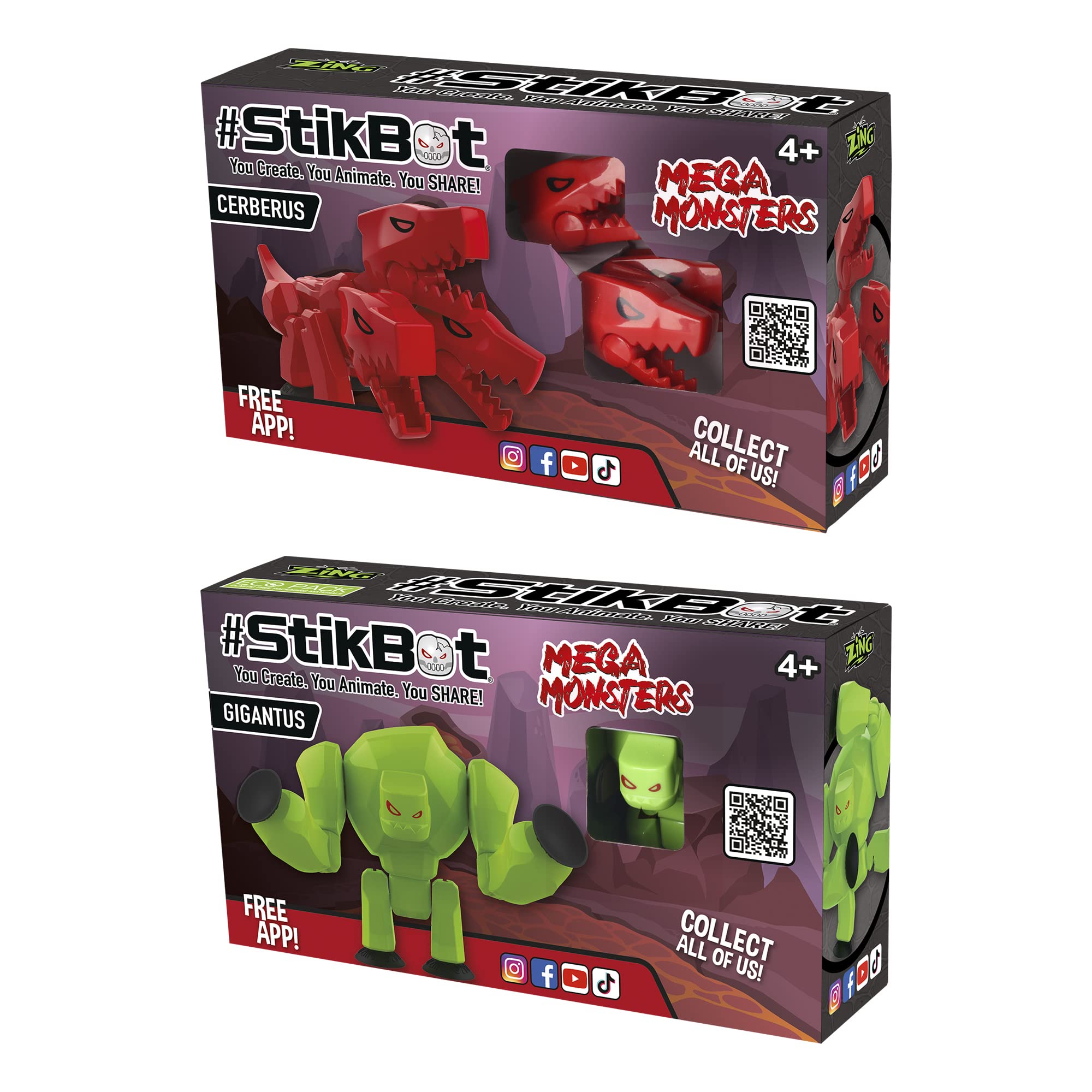 Zing StikBot Mega Monster, Gigantus & Cerberus, 2 Pack