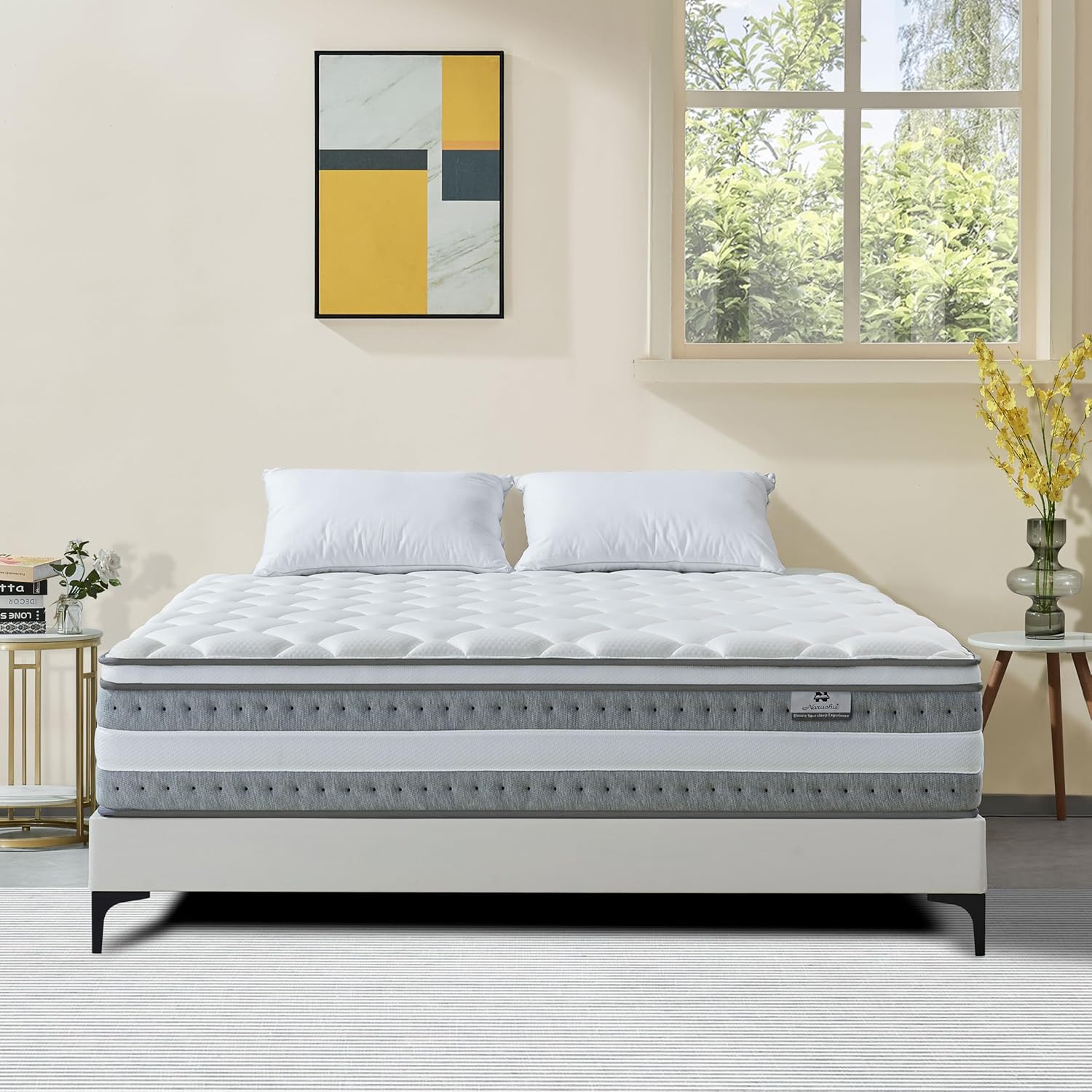Queen Mattress, 12 Inch Queen Size Hybrid Mattresses with Memory Foam and Individual Pocket Spring for Motion Isolation, Pressure Relief, Medium Firm Mattress in a Box, 60 * 80 * 12