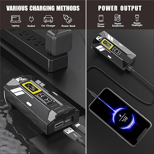 Miniatura 5 de Luz de bicicleta para montar por la noche, luces de bicicleta de montaña de carretera súper brillante 360 giratorio con tipo C y batería de descarga