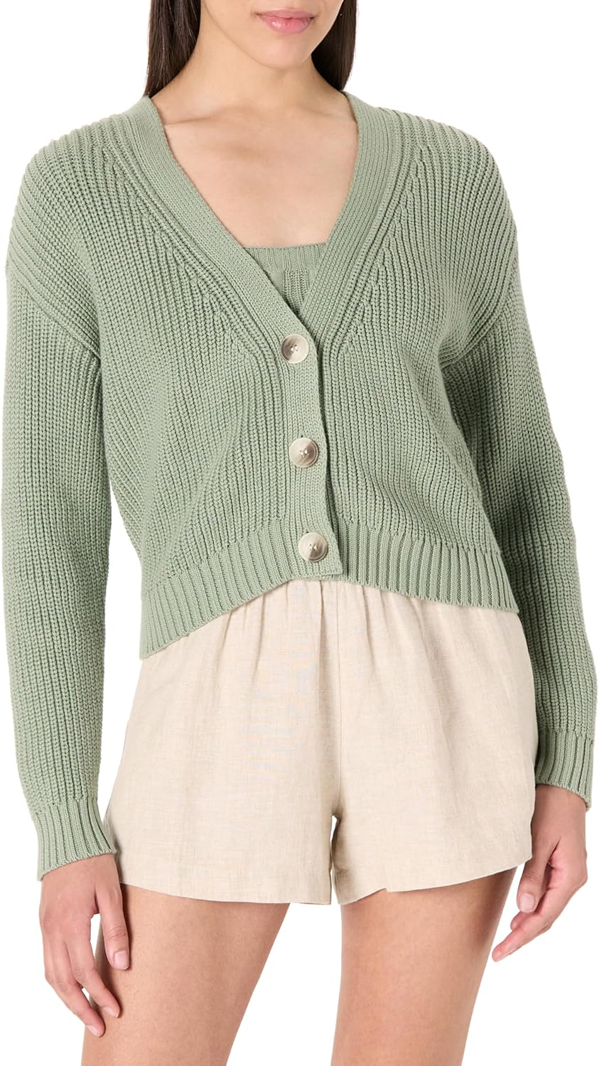 The Drop Womens Sari Cropped Button-Front Cardigan