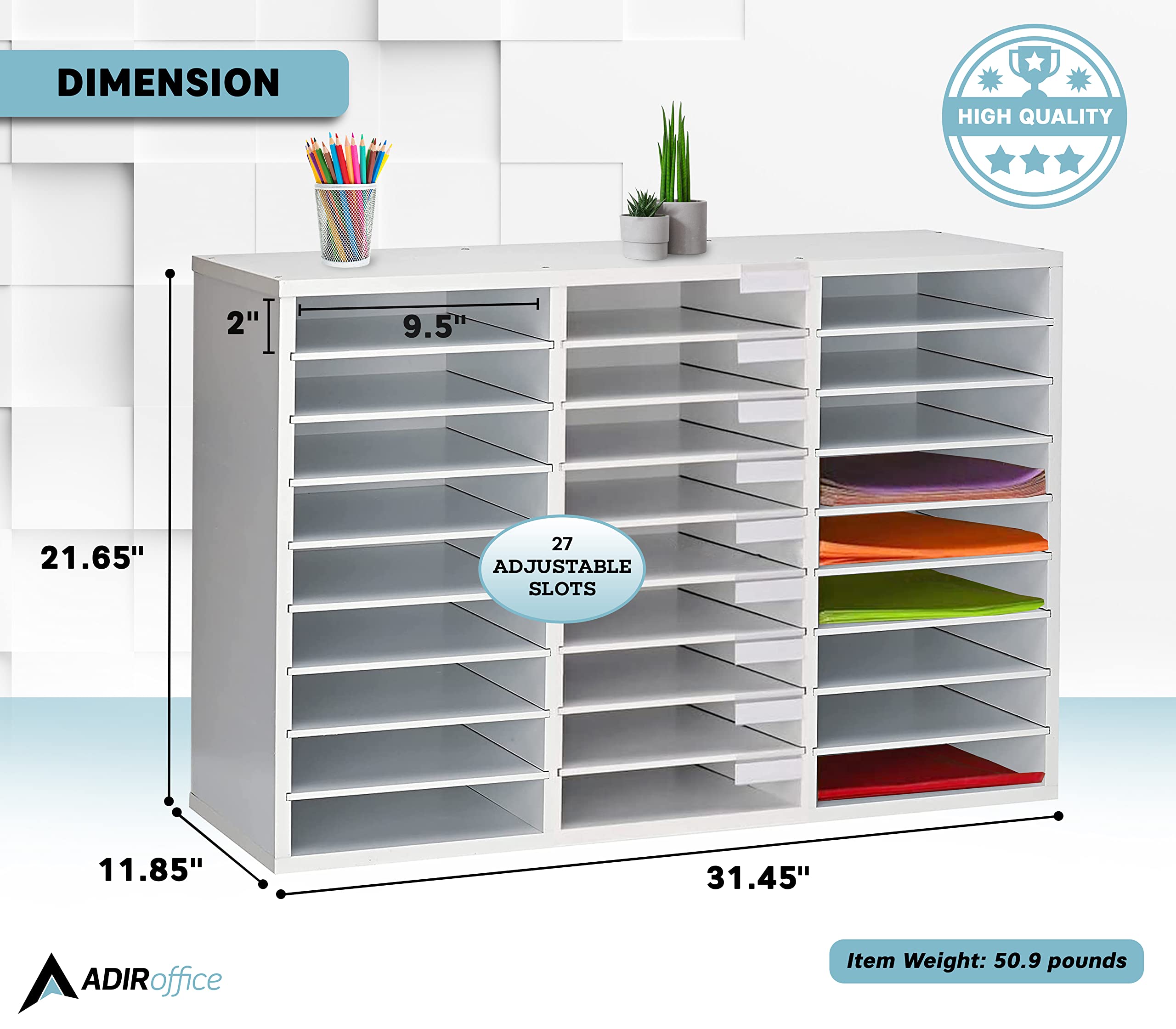 AdirOffice Classroom Mailbox - Wooden Literature Organizer