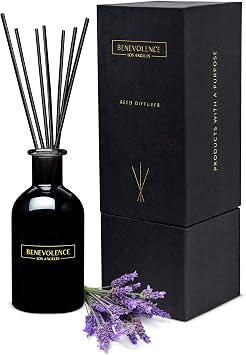 الخير LA Reed Diffusers للمنزل واللافندر والأوكالبتوس العطر المريح | عصي الناشر القصب العطرية مع صندوق هدايا، عصي معطرة للحمام | ديكور المنزل