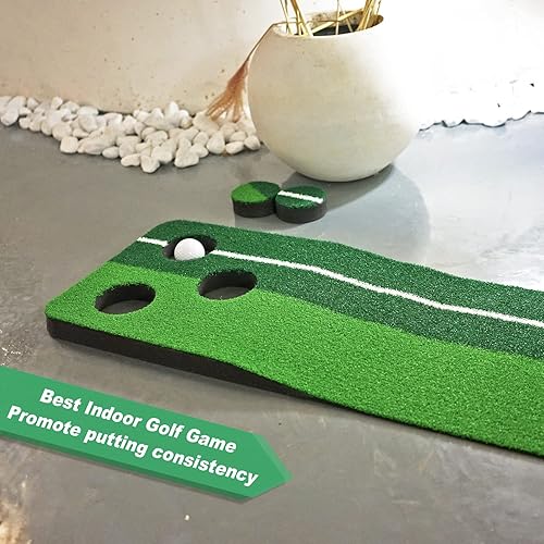 Miniatura 5 de SENSECLUB Juego de golf para pong, juego de golf verde para interiores, juegos de golf en el patio trasero, incluye alfombrilla de colocación con
