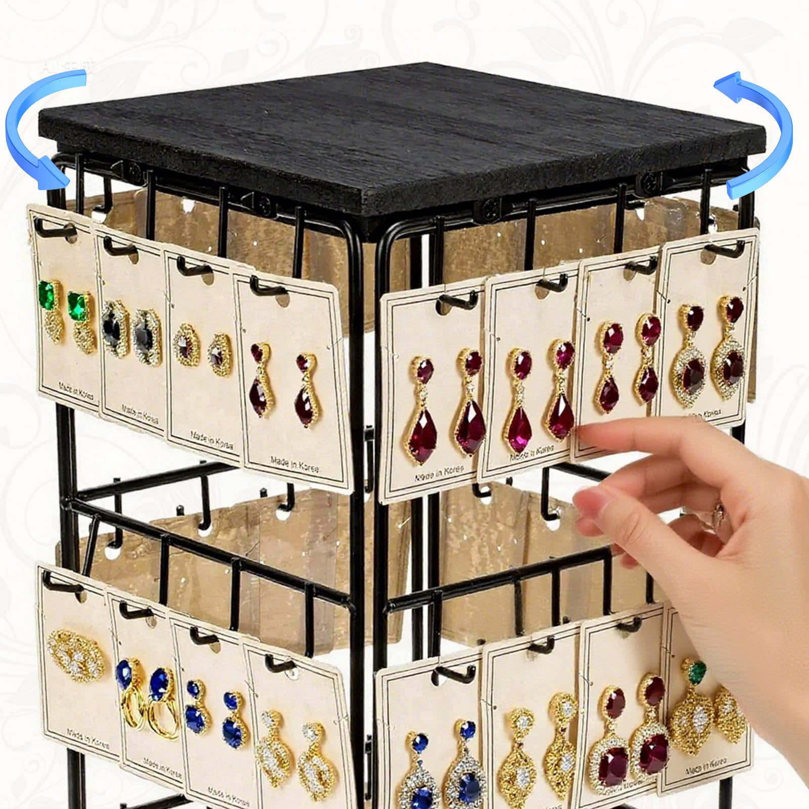 6 Niveaux Porte Boucles,Présentoir à Bijoux Rotatif,Arbre à Bijoux En Métal,Porte Bijoux 264 Trous Pour 132 Paires De Boucles D'Oreilles, Présentoir De Bijoux Tours,Porte Boucles D'oreilles (Blanc