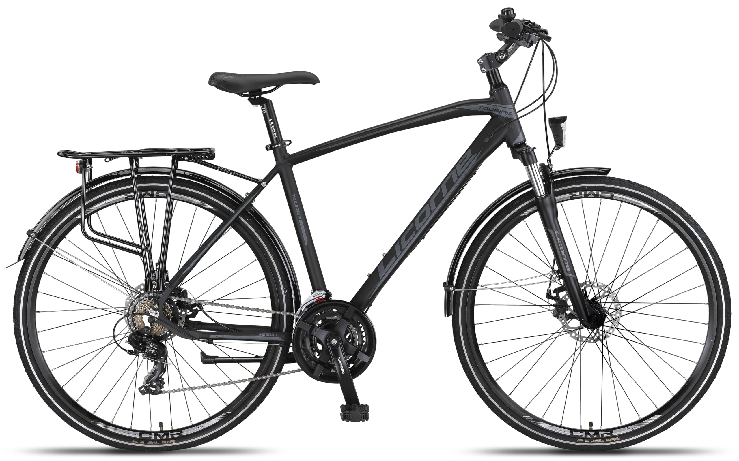 Licorne Bike Vélo de trekking de qualité supérieure en aluminium de 28” pour garçons, filles, femmes et hommes - 21 vitesses - VTT - Crossbike (homme, noir) Standard