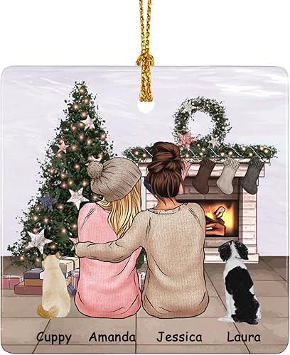 Miniatura 44 de Bonitos adornos personalizados para parejas con retrato, adorno personalizado para árbol de Navidad con nombre de mascota, perro, gato, raza, regalo
