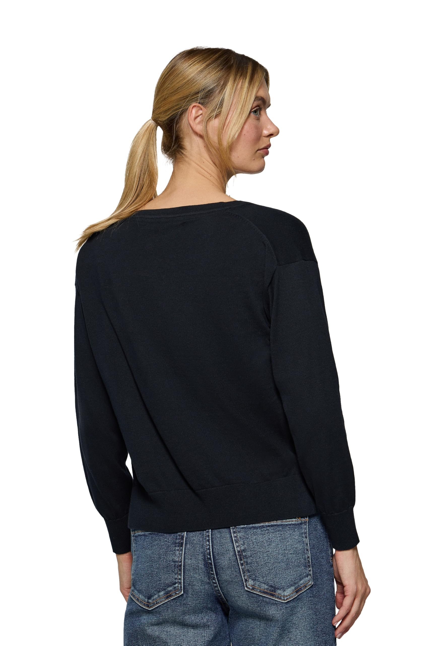Polo Club Pull en Maille avec Col V et Logo brodé pour Femme