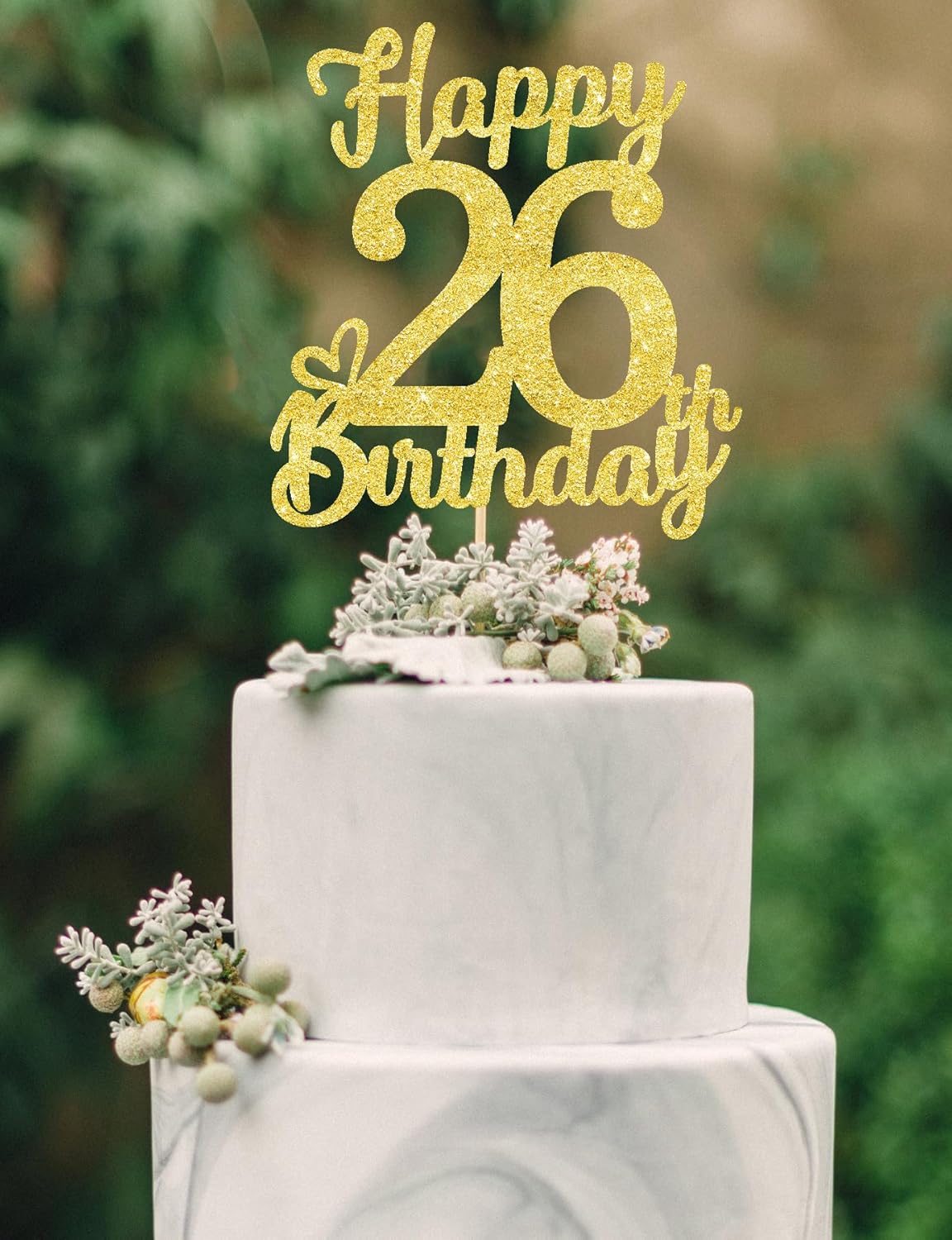 26 Birthday Cake Toppers-Gold Glitter, 26th Cake Topper for Men,26 Cake Topper For Women, 26th birthday decorations,26th Birthday Cake Topper Twenty six