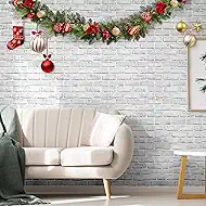 Anmon Brick Wallpaper Peel and Stick Wallpaper 17.7" x 236", White Gray Contact Paper Waterproof, Christmas Grey Vinyl Roll Self Adhesive Removable Wall Paper Textured for Walls Bedroom Backsplash