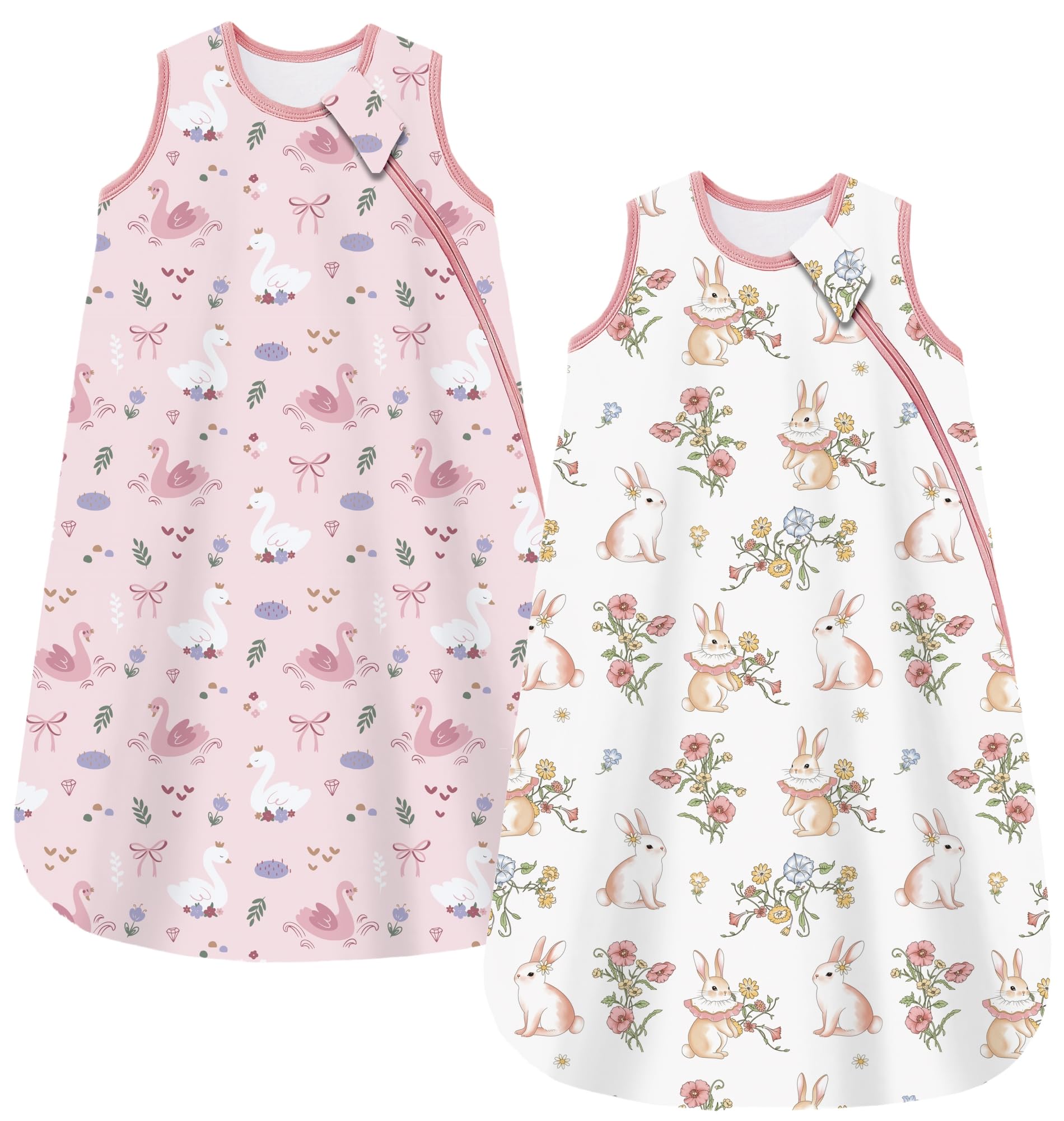 Chilsuessy Baby Sommerschlafsack 2er Pack Baby Schlafsack 0.5 Tog 100% Baumwolle Babyschlafsack Ärmellos für Neugeborene