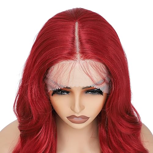 Miniatura 10 de X-TRESS Pelucas rubias con encaje frontal de 30 pulgadas, pelucas onduladas sin pegamento con raya en medio, pelucas frontales de encaje