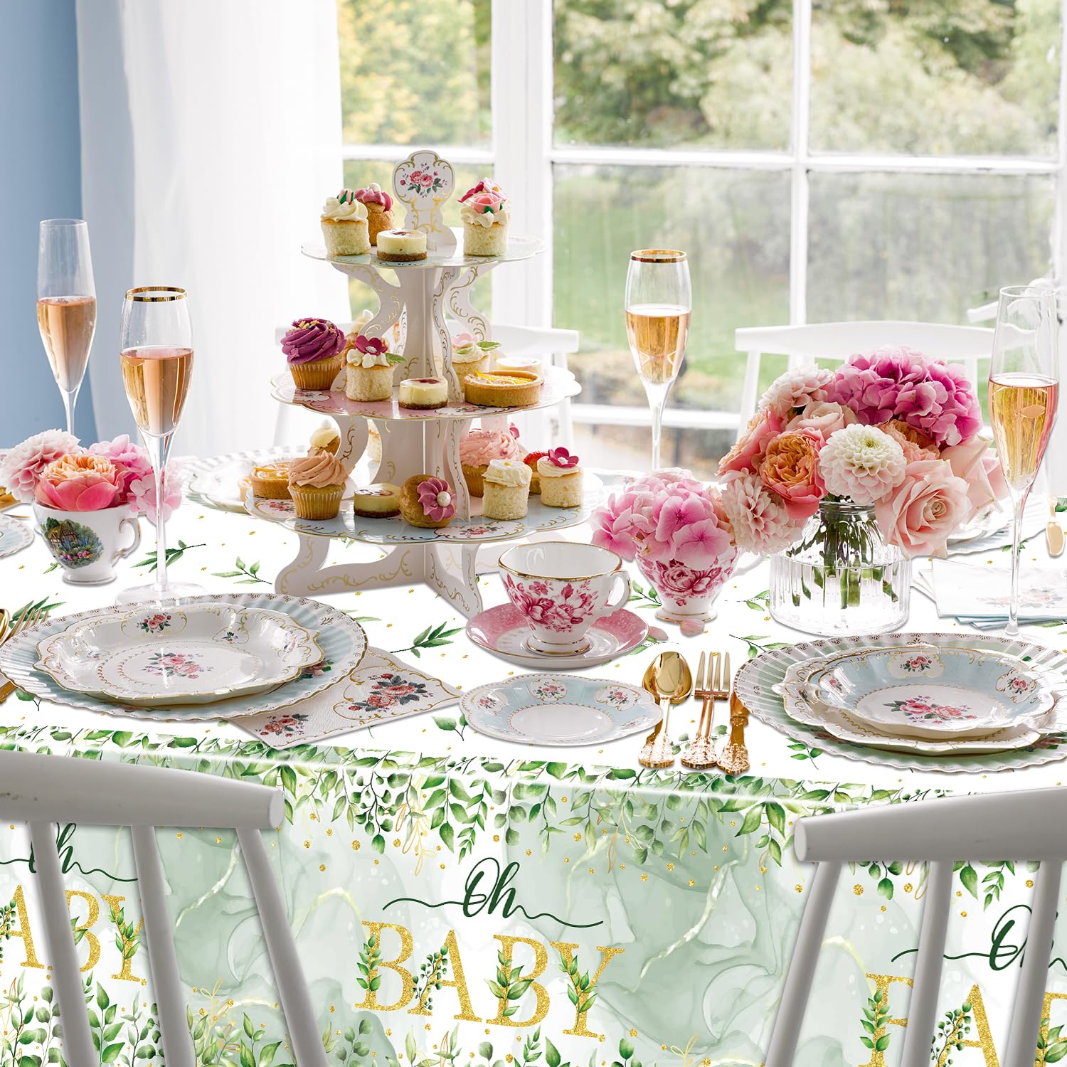 Lot De 4 Nappes De Table D'anniversaire Au Motif De Sirène, Océan, Mer, Poisson, écailles, Pour Filles Sous La Mer, Accessoires De Fête Prénatale, 130 X 220 Cm