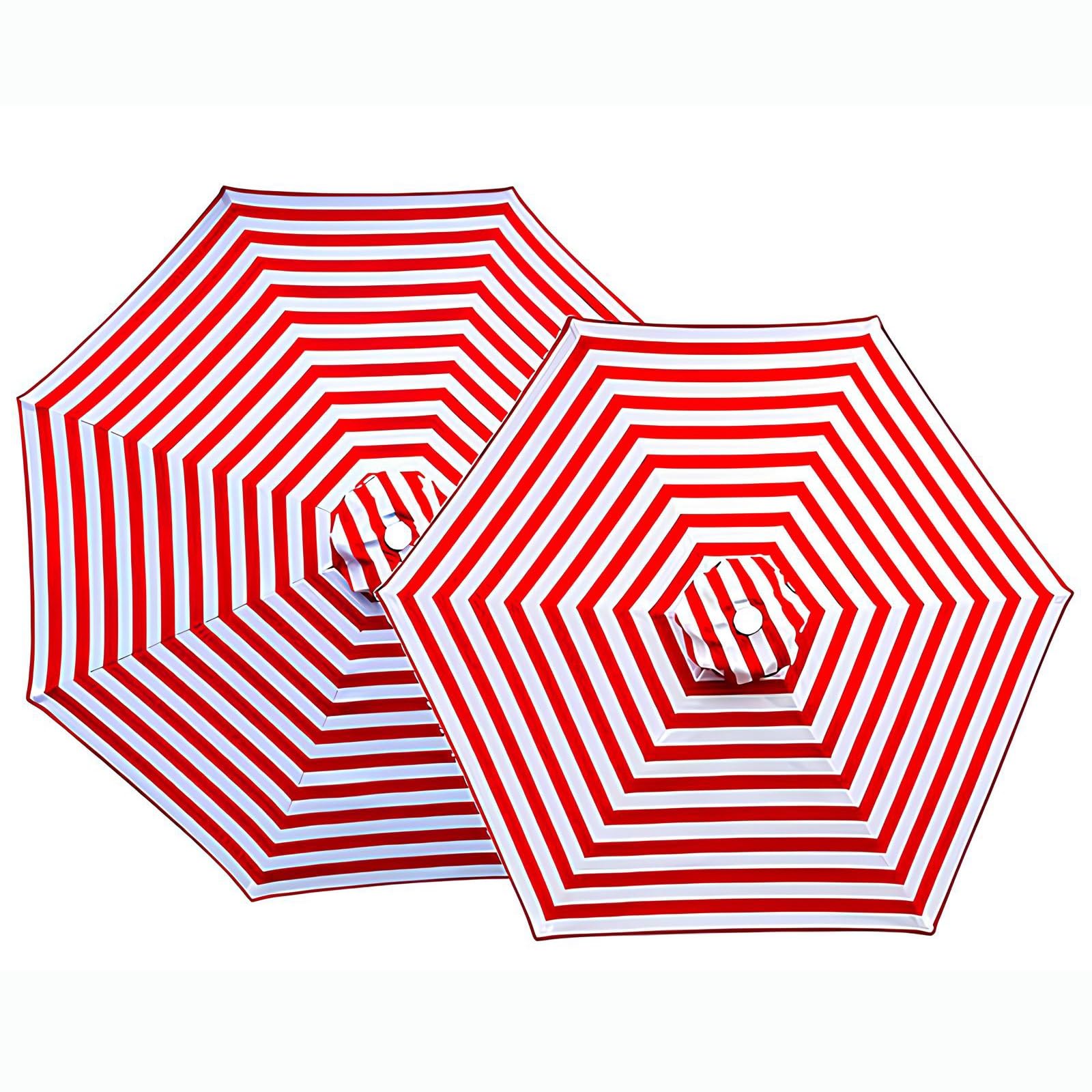 Fade Resistant Parasol Replacement Canopy Patio Umbrella Top Cover Waterproof UV Protection Polyester Fabric 2m 2.7m 3.0m(Stripes A,(6Rib)3.0m/9.8ft)