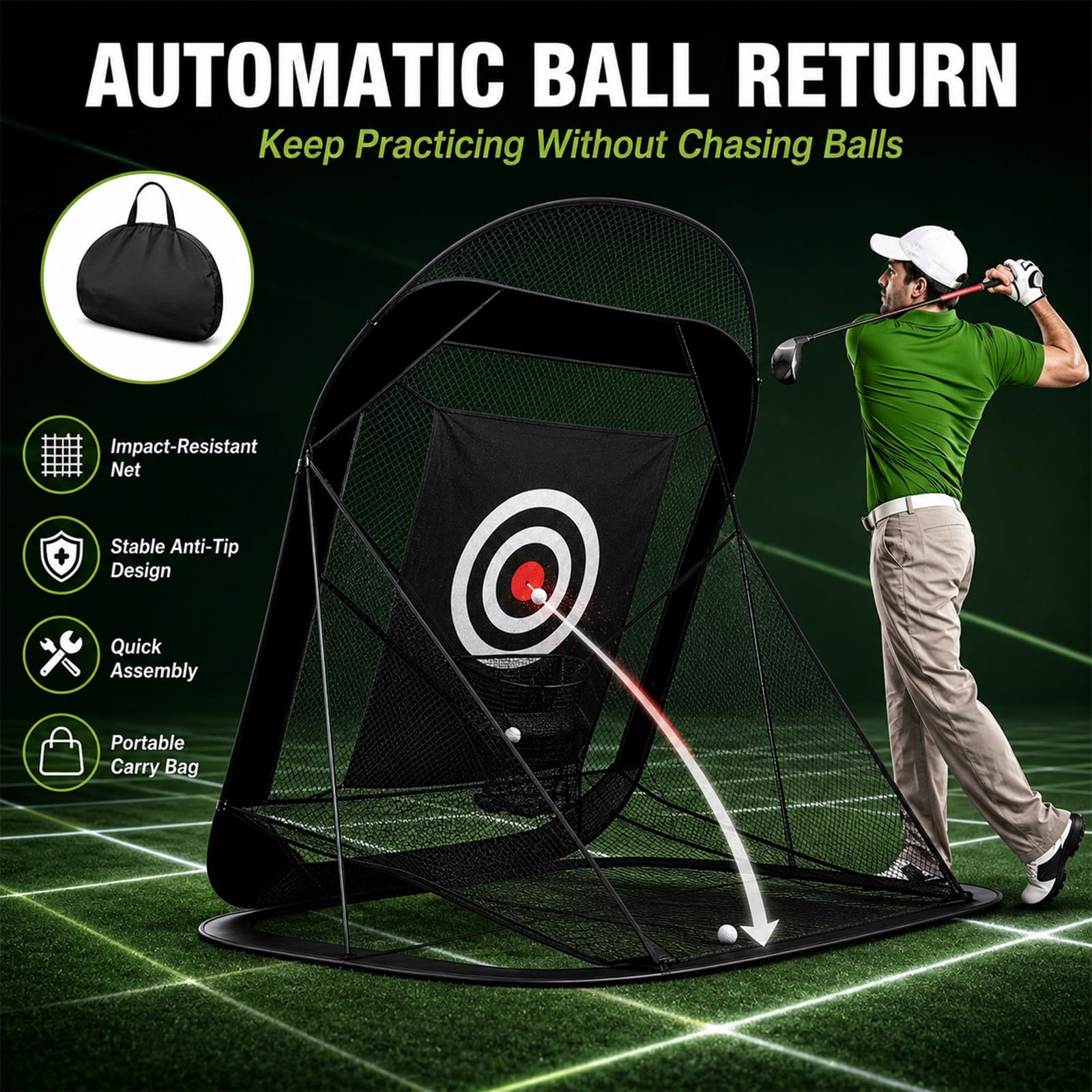 Rete Pratica da Golf con Ritorno Automatico, Interni ed Esterni