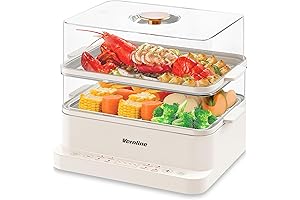 2-Layer Electric Food Steamer — 6.4qt with 2 BPA-free Trays — for...
