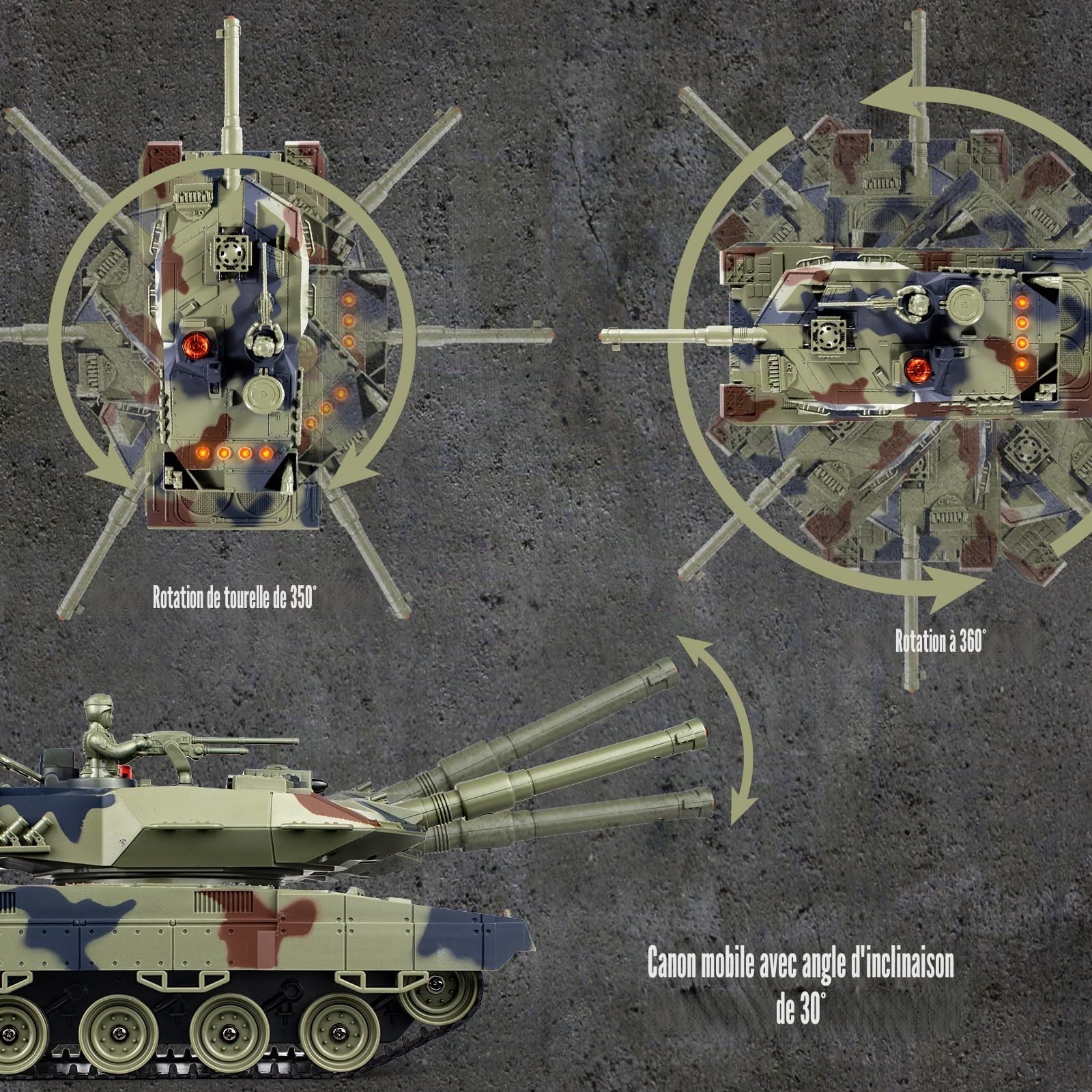 Supdex Tank Telecommande, RC Char 1/24 Telecommande, Leopard II Radiocommande, Combat avec de la Fumée et des Lumieres, Char Telecommandé Enfant, Convient aux Enfants de 6 Ans et Plus