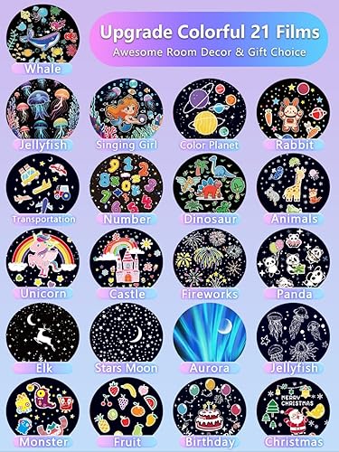 Miniatura 2 de 21 juegos de películas, proyector de luz nocturna para dormitorio de niños, proyector de bebé para techo, luces nocturnas de galaxia con rotación de