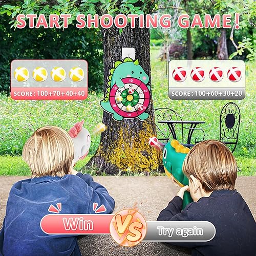 Miniatura 6 de CS COSDDI Juguetes de tiro al aire libre, tablero de dardos de unicornio con bolas adhesivas para niños de 3 a 8 años, juegos de unicornio al aire