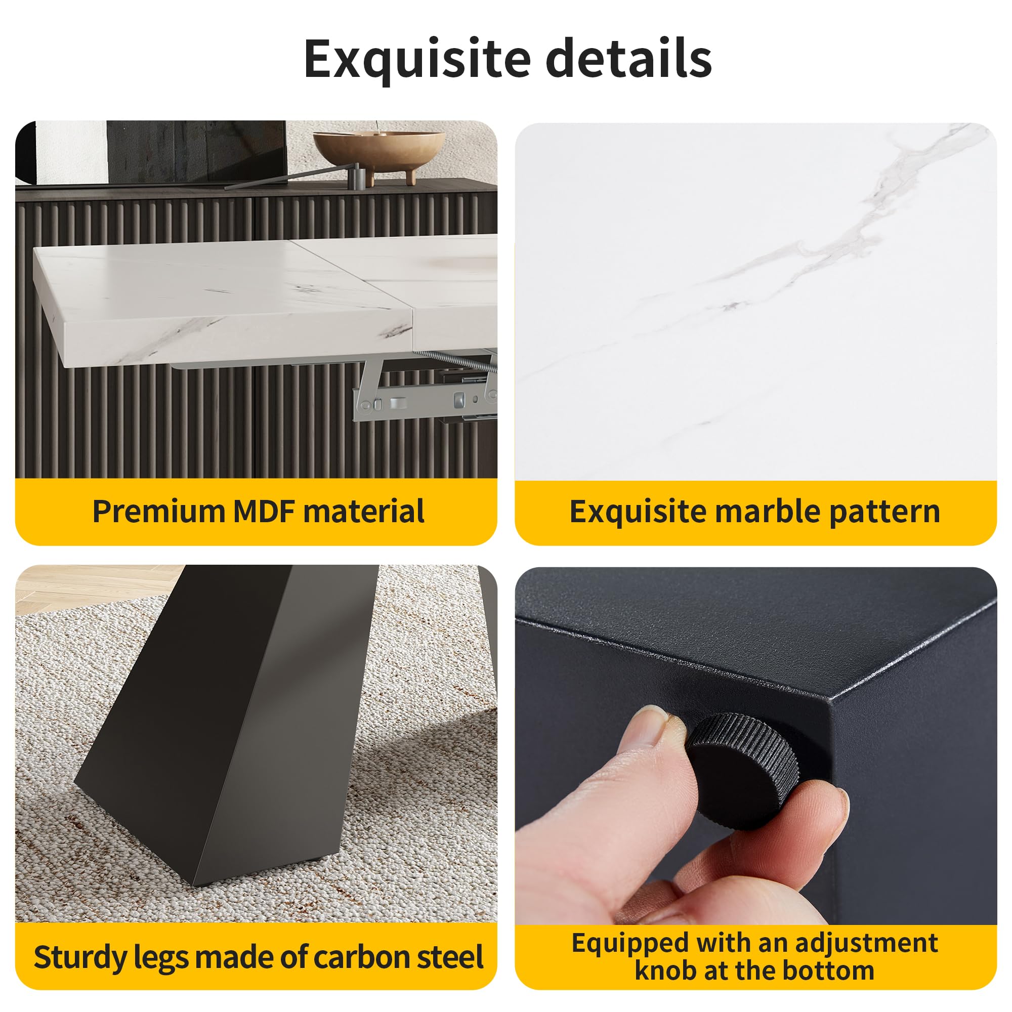 mesa de comedor telescópica (99-159 x 74 cm), extensible, que ahorra espacio, amplia superficie de trabajo, diseño flexible, para oficina en casa y salón, con patas