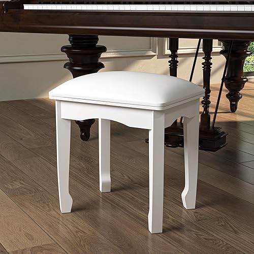 Miniatura 9 de Organizedlife - Taburete de tocador de madera, silla acolchada de poliuretano, asiento de piano de maquillaje, banco de maquillaje para vestir patas