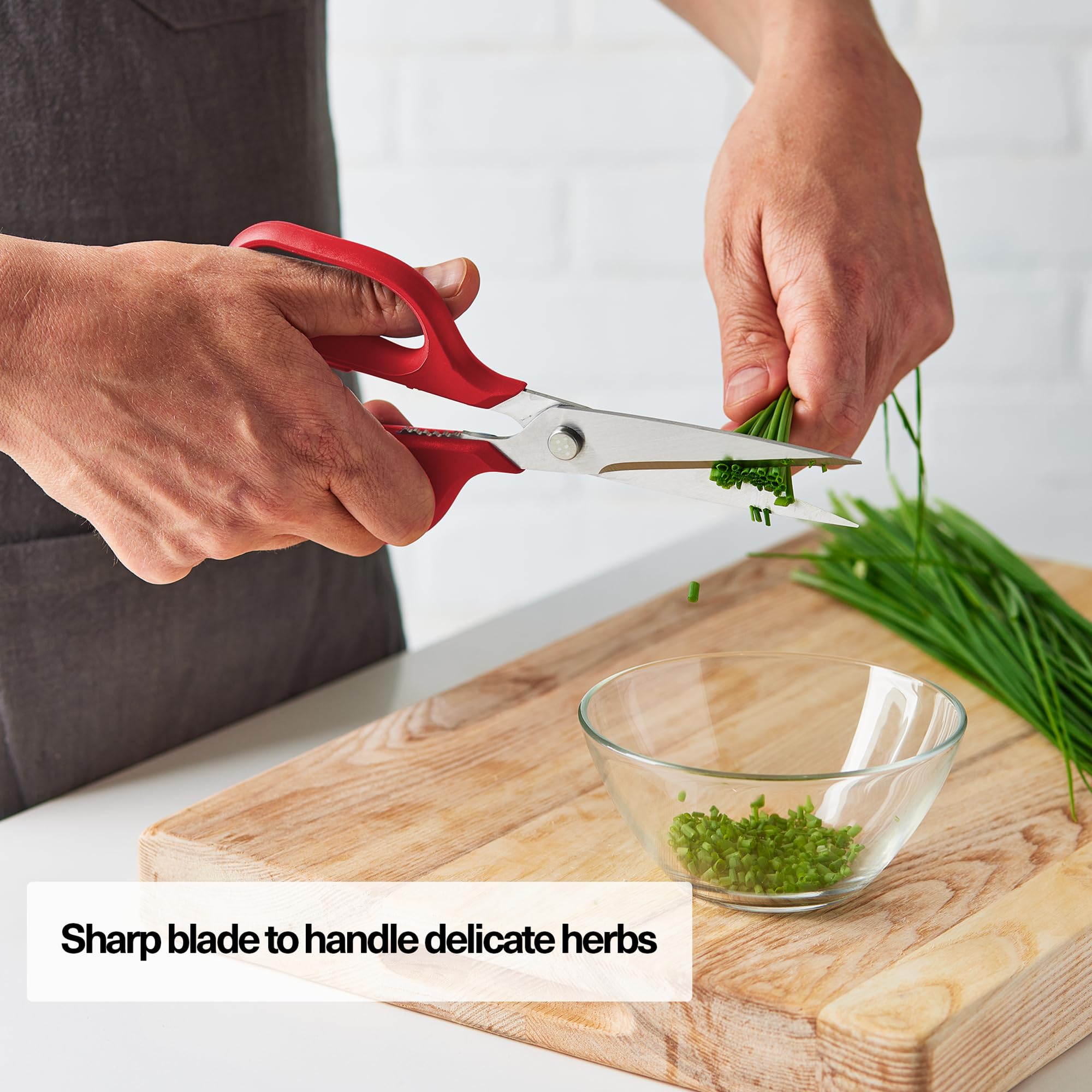 Misen Forbici da cucina resistenti – Forbici da cucina versatili per carne, pollame e altro – Forbici da cucina facili da pulire – manico ambidestro – rosso