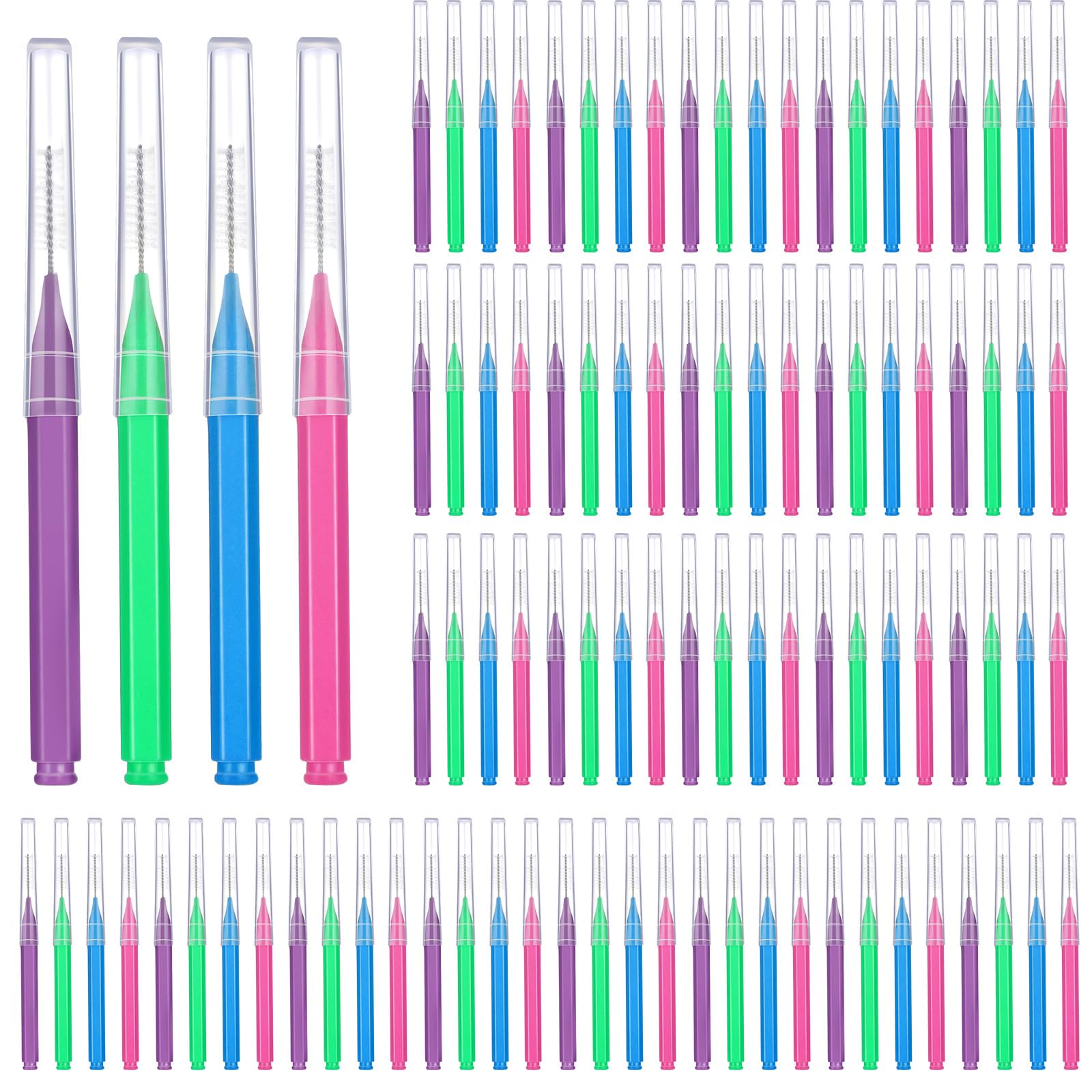 Patelai 100 Pcs Braces Dental Brushes,Multicolor,Mixed Size