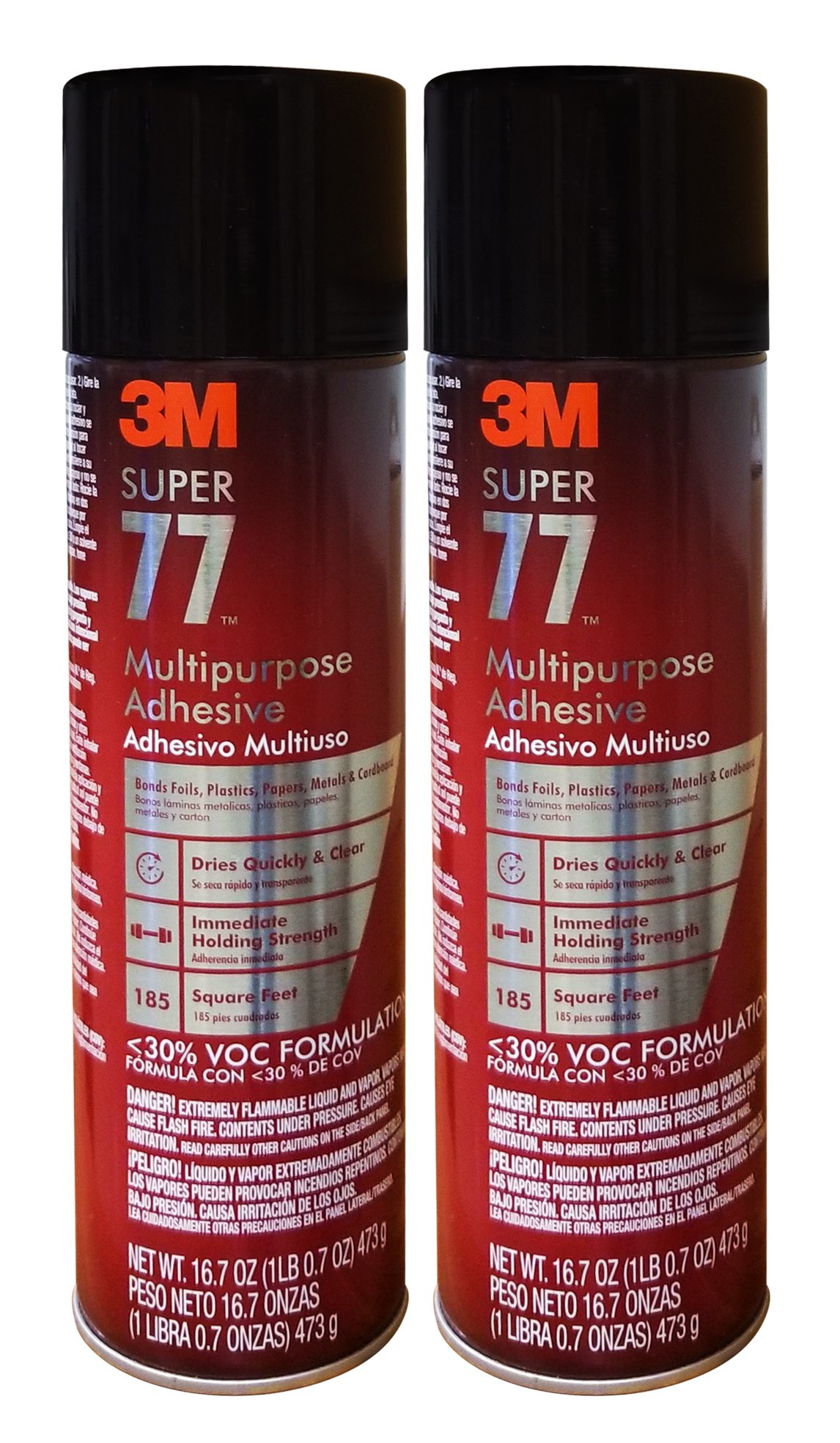 Qty 2 3M Super 77 16.7 OZ Spray Glue for Cardboard INSULLATION Craft Paper Fabric