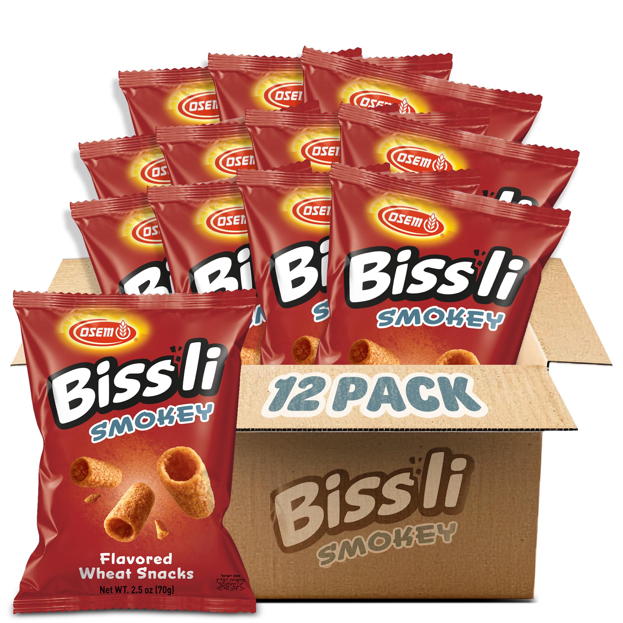 Bissli Smokey - Flavored Crunchy Wheat Snack - No Food Coloring or Preservatives - 2.5 Ounce Bags (Pack of 10)