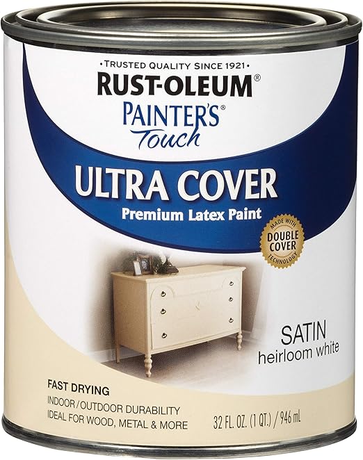 RustOleum 240285 Painter's Touch Latex Paint, Quart, Satin Heirloom