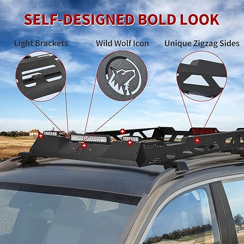 Miniatura 3 de YITAMOTOR Cesta de carga universal para techo de 47 x 36 pulgadas con red de carga cesta de acero para techo soporte de equipaje para subcompacto