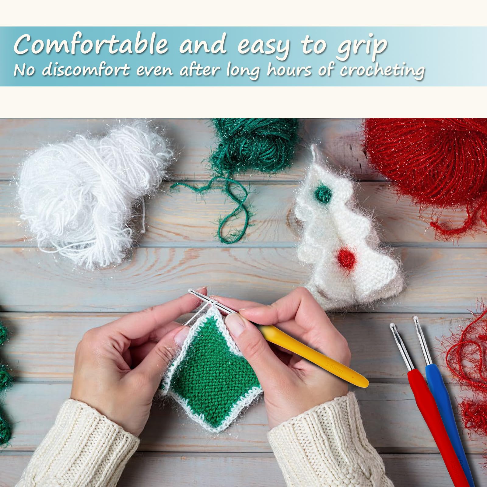 Set 4 Uncinetti Ergonomici Con Manico In Silicone - Per Principianti E Esperte - Foto 6