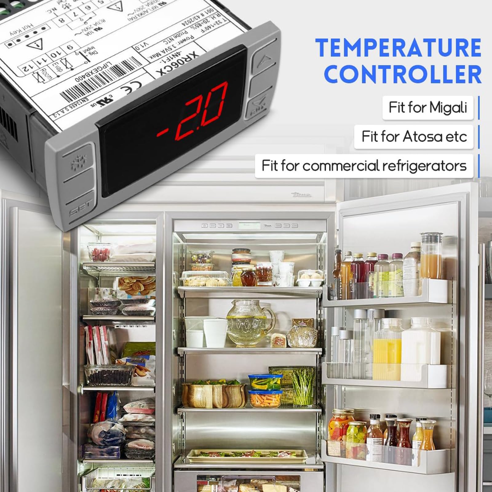 Controlador de temperatura de sonda para congeladores comerciales Frigoríficos pequeños con sensores de precisión y diseño energéticamente eficiente Controlador de temperatura de carcasa de