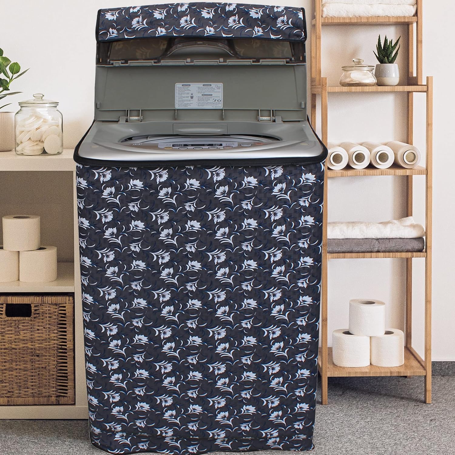 ZOSTERA Waterproof & Dustproof Washing Machine Cover Top Load & Fully Automatic Suitable for 5 kg, 5.2 kg, 5.5 kg (53 x 84 x 53 cms)