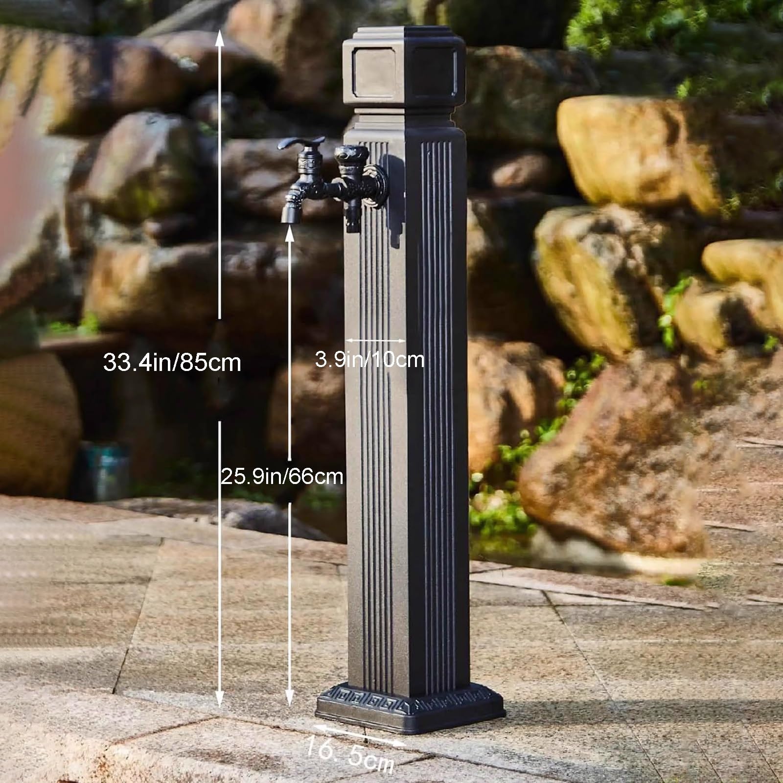 Doppelter Außen Wasserhahn, Freistehende Wassersäule Auslaufhahn for den Garten, Frostsicherer Wasserhahn 1/2 zoll for den Außenbereich, 2 Wassereinlässe(Medium)