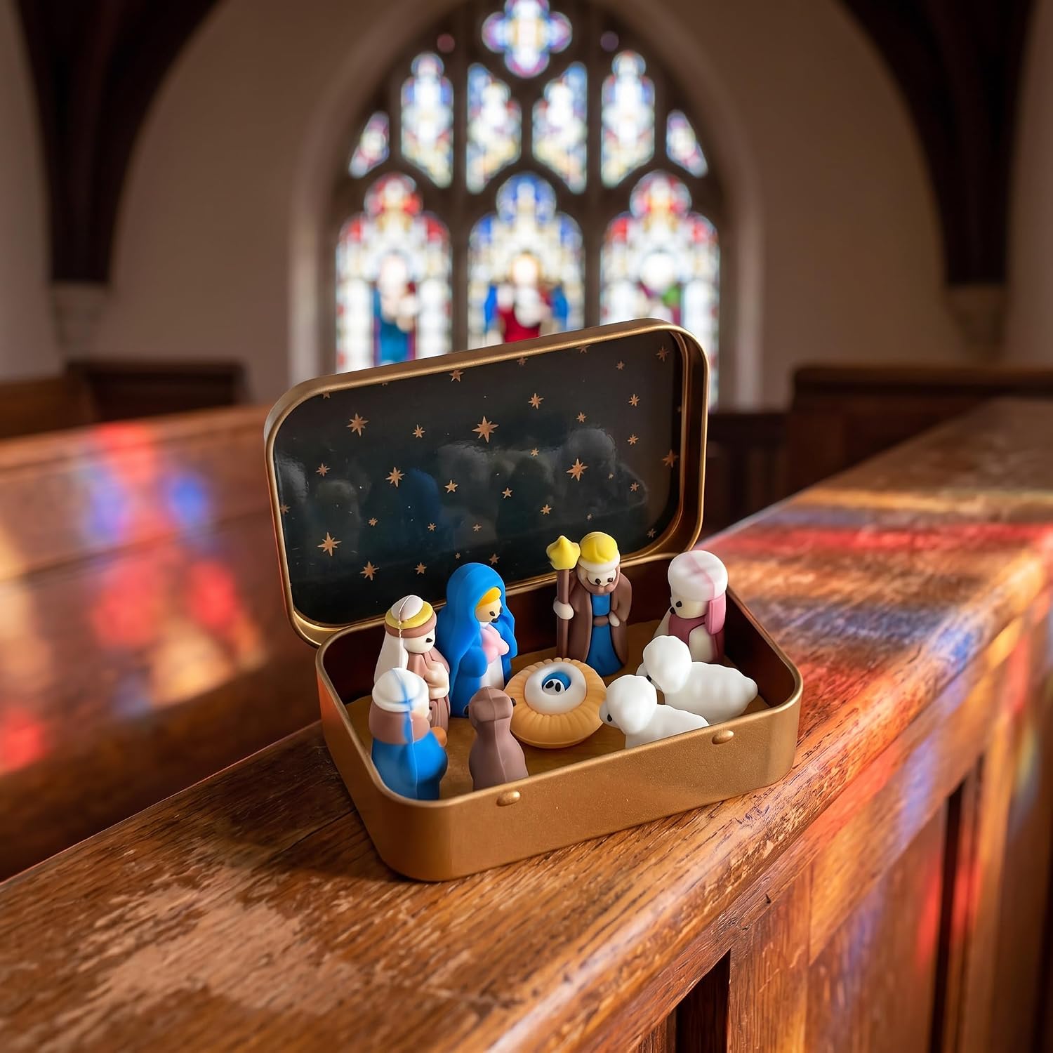Mini Nativity Scene Set in A Box, Christmas Christian Religious Ornament