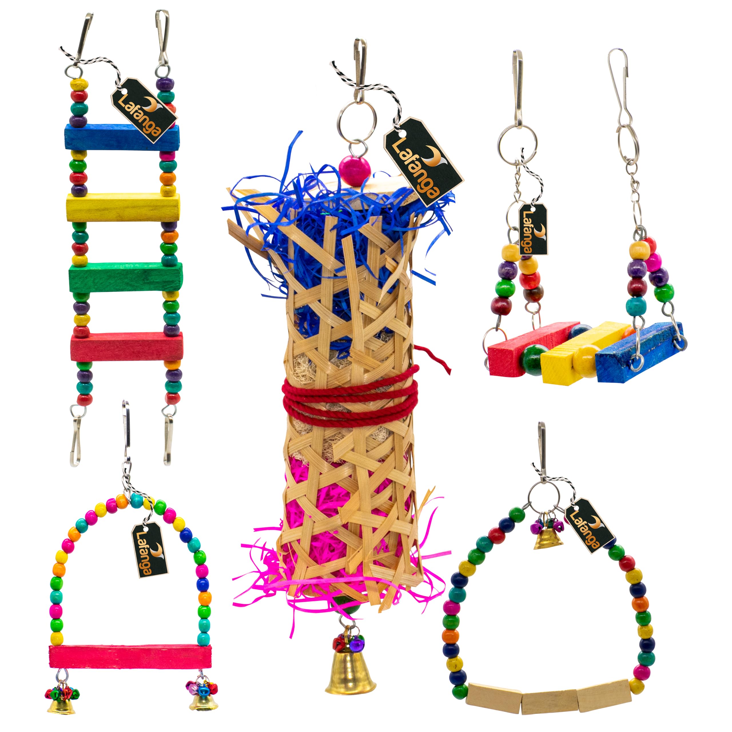 LAFANGA Bundle of 5 Shradder Foraging Bird Toys, Swings, Perches for Small and Medium Parrots & Birds, Budgies, Love Birds, Sun Conure, Cockatiel (B0CMM4GXQC) Amazon Price History, Amazon Price Tracker