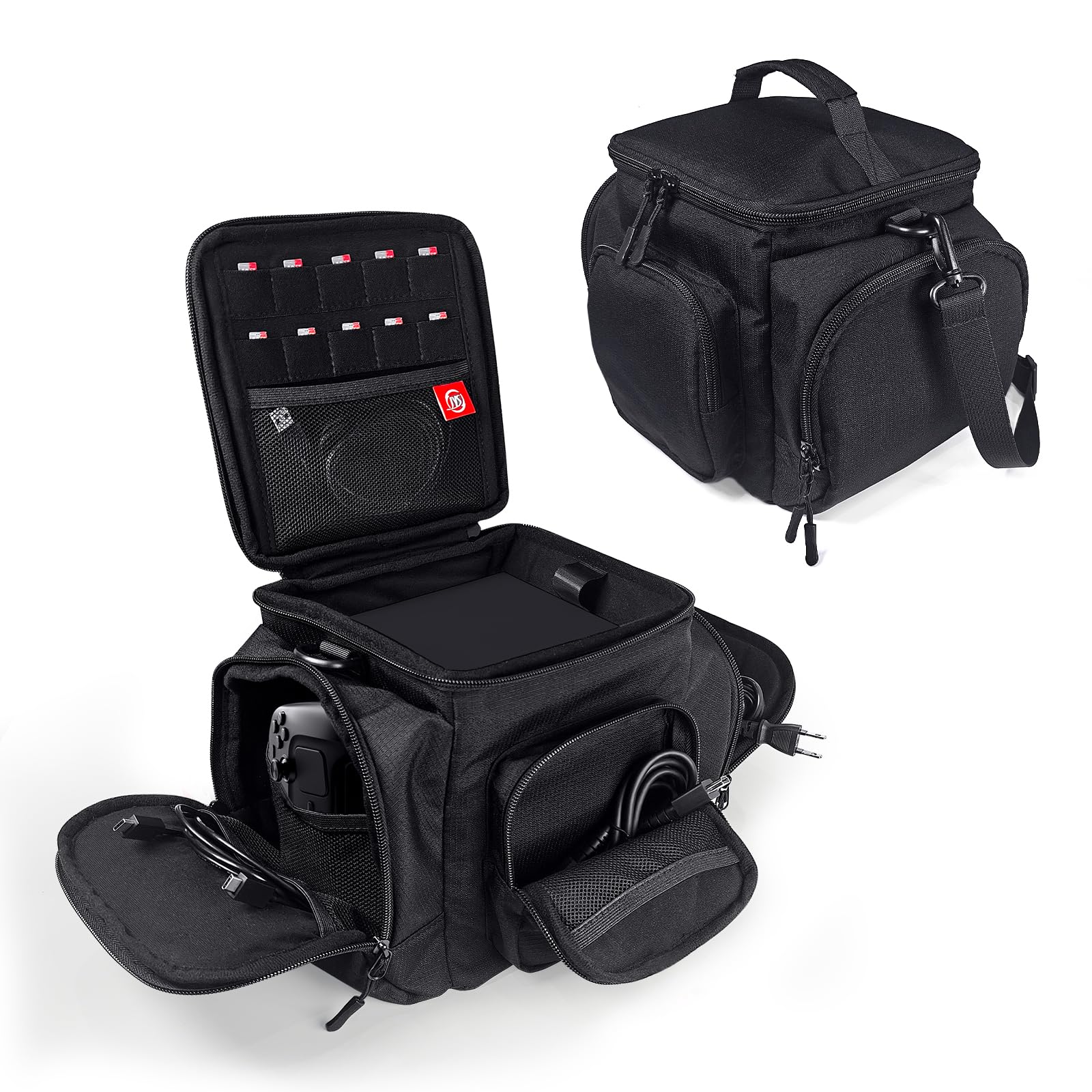 Custodia da viaggio compatibile con macchina a vapore e accessori, tasche multiple per controller, HDD portatile, cavi e altro, poliestere impermeabile con protezione imbottita