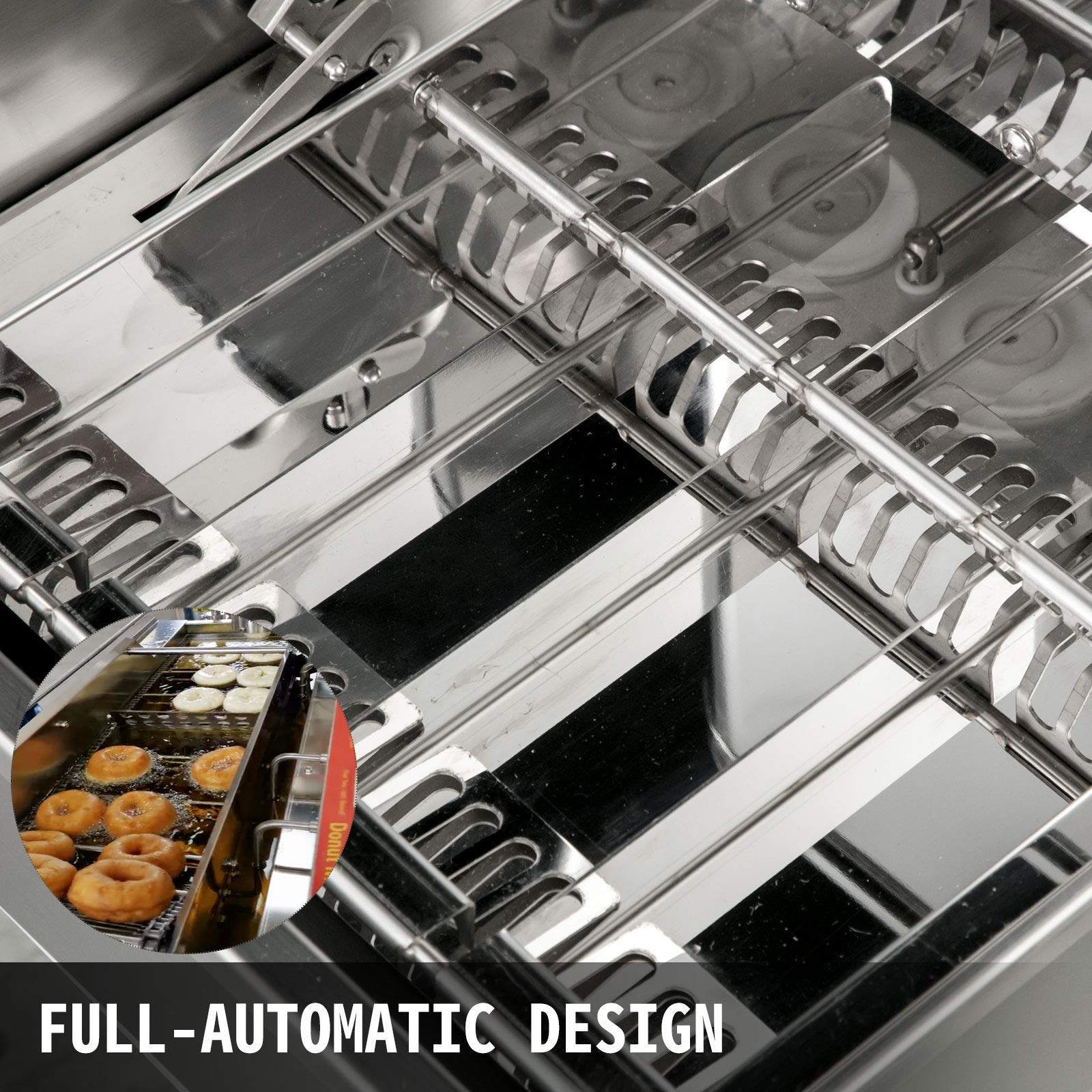 Macchina per fare ciambelle completamente automatica Macchina per fare ciambelle automatica commerciale a 4 file da 2000 W con tramoggia da 5,5 litri, friggitrice per ciambelle a vibrazione automatica