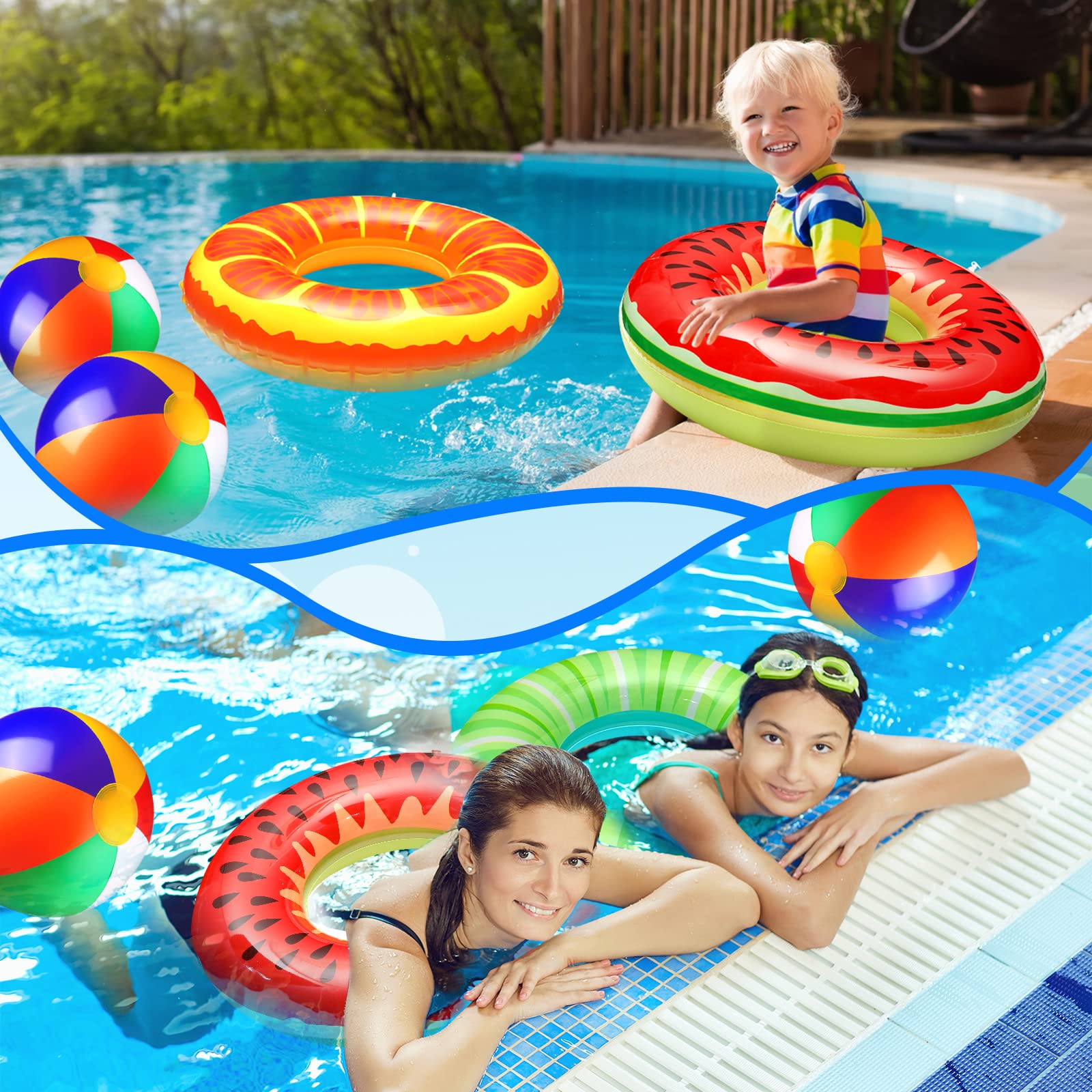 Flotadores Inflables De Piscina Flotadores De Piscina De 22 Pulgadas Para Niños Con Luces LED Anillos De Natacion Led Transparentes Con Asas