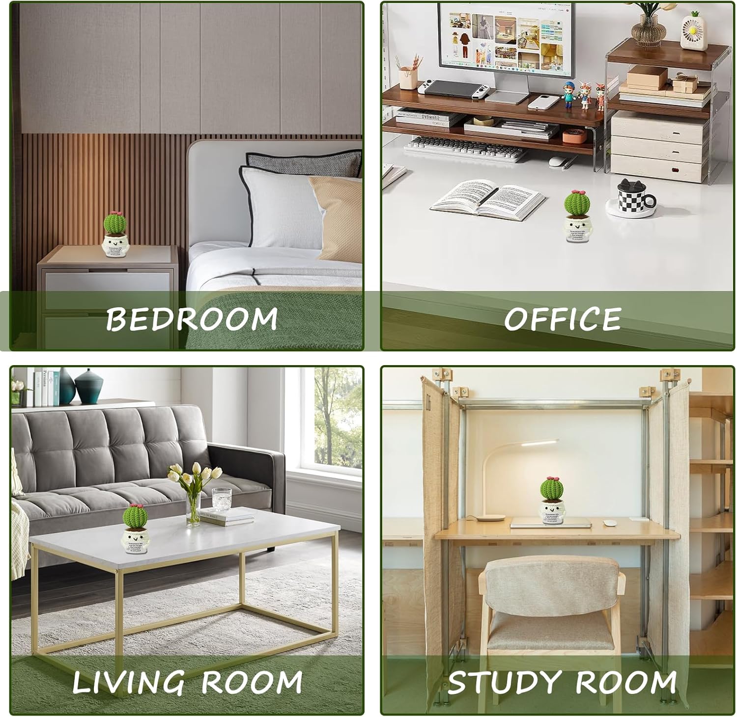 Katslyn Crochet Positive Cactus,Positive Handmade Knitted Plants Cactus Doll Toy,Funny Potato Emotional Support with Encouraging Card&2 Flower Woven Puffs for Desk Home Classroom Birthday Gifts Decor 6 81pN1wERNqL. AC SL1500