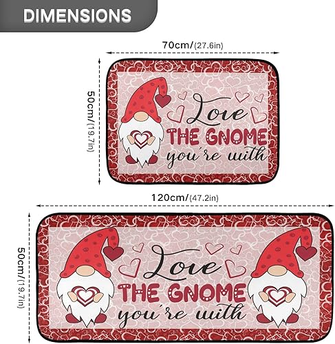 Miniatura 10 de Juego de 2 alfombras de cocina y tapetes retro de madera roja con diseño de árbol de corazón, diseño de búfalo rojo antifatiga, antideslizantes,
