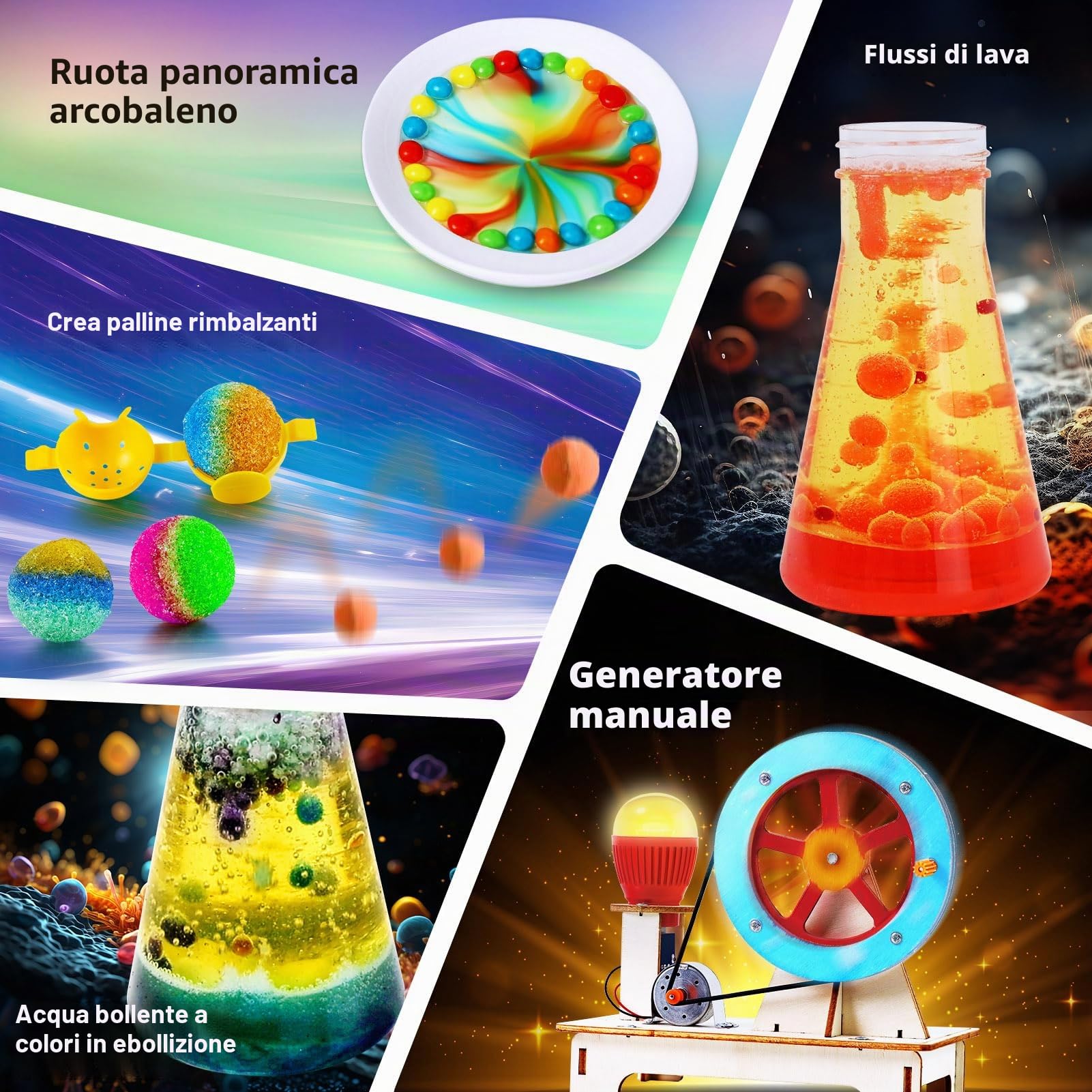 YOPINSAND Kit di 260+ esperimenti scientifici per bambini: giocattolo educativo S.T.E.M, laboratorio di chimica ed eruzione del vulcano