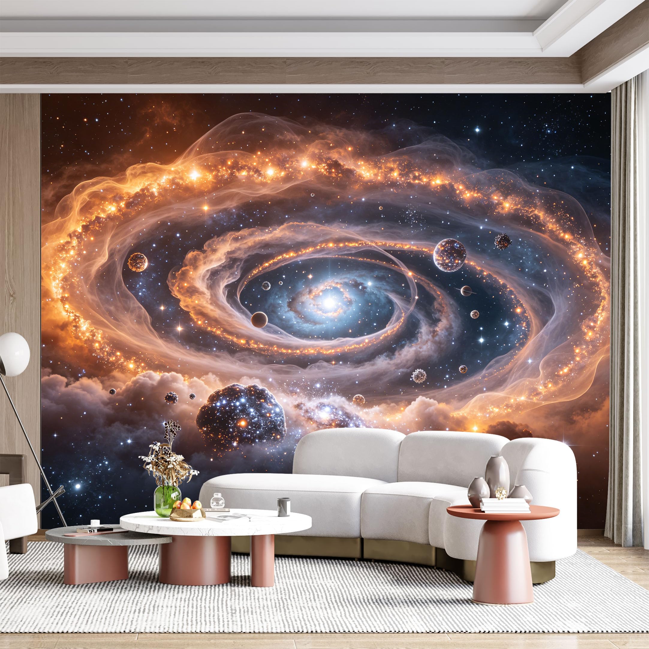Custom Size Wall Mural Celestial Nebula Space Galaxy Planets Starry Sky Abstract Cosmic Phenomenon SelfAdhesive Wall Fabric Removable for Home Office Decor
