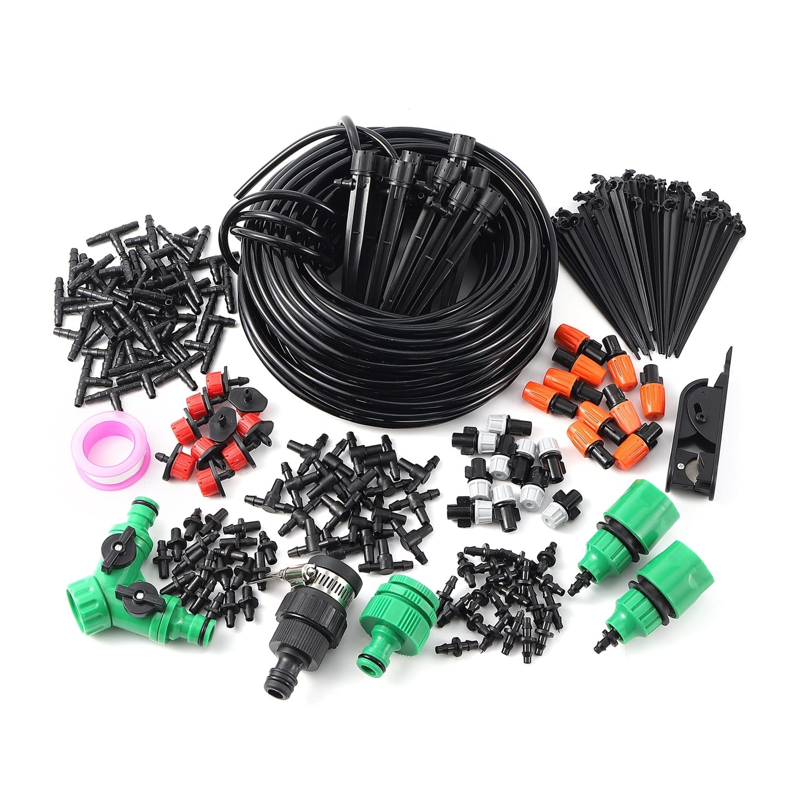 Tropfbewässerungs-Set Einstellbares Zerstäubungsspray Tropfbewässerungssystem DIY Pflanzenbewässerungsset Garten Rasen Gemüse Blume Bewässerung Ausrüstungsset (Farbe: 15 m Kit)