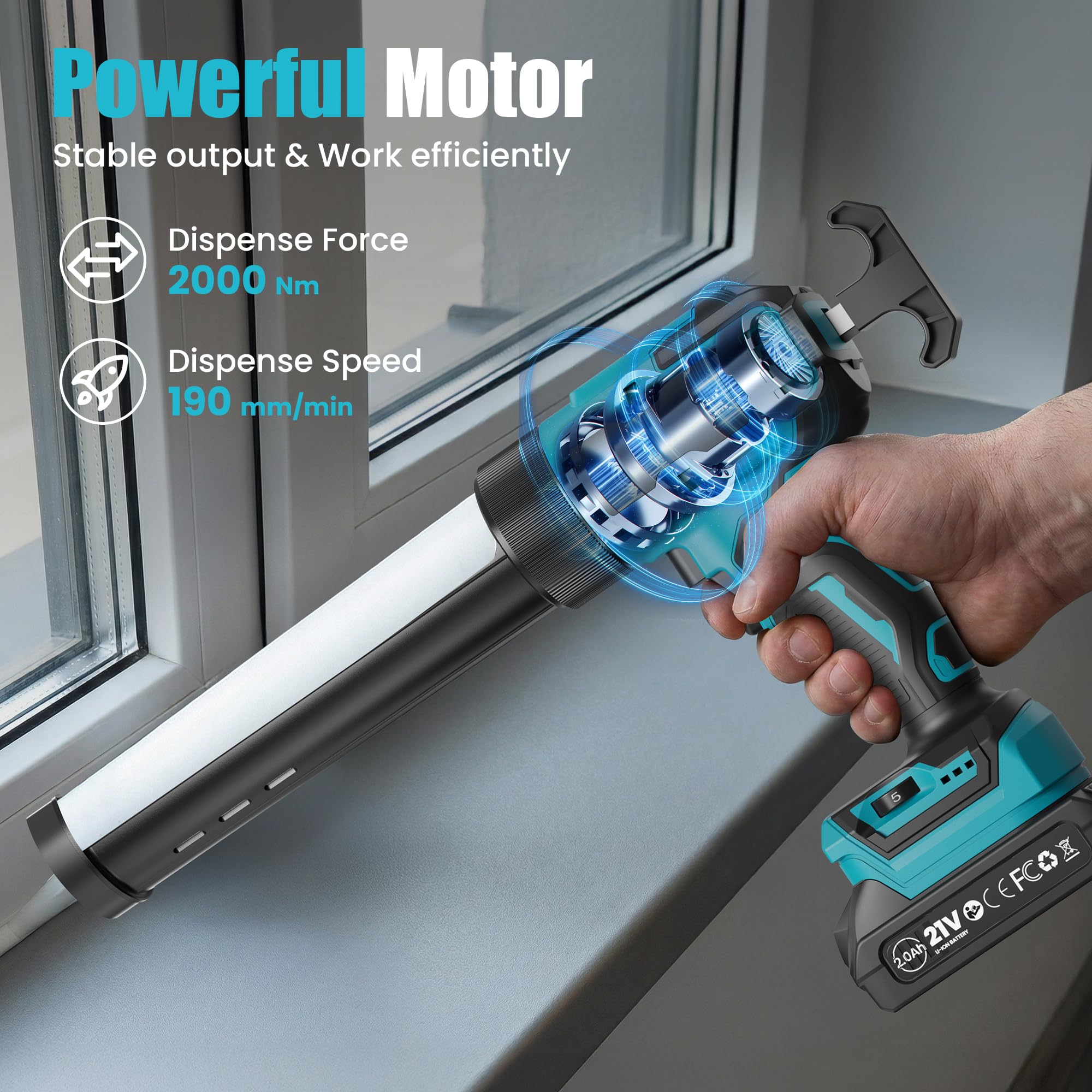 Prensa de cartuchos de batería compatible con Makita 18 V, prensa de cartuchos eléctrica, pistola de silicona con LED, velocidad regulable, antigoteo para reparación de montaje (sin batería)