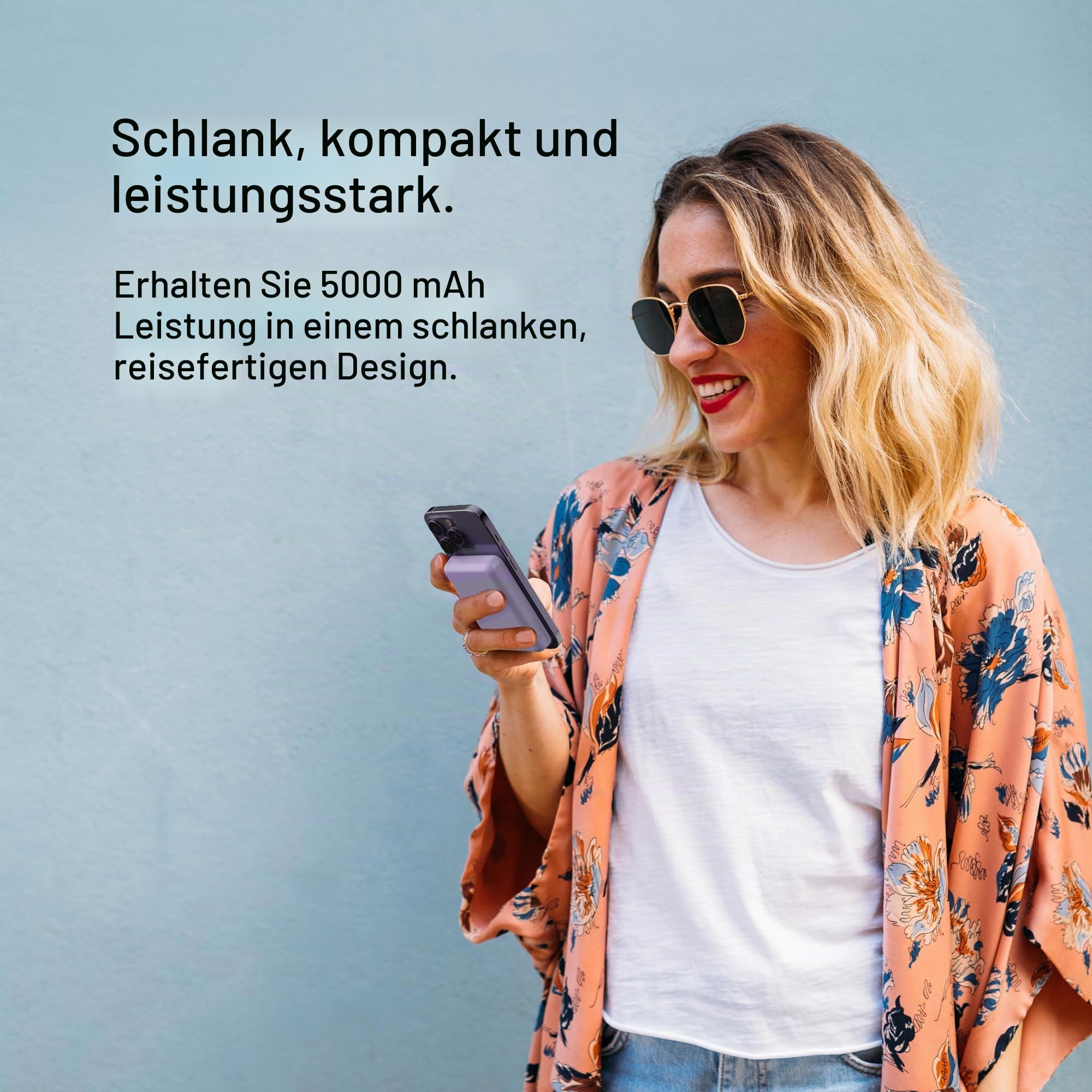Belkin Magnetische 5000mAh Powerbank, Externer Handy-Akku, Kompatibel mit MagSafe, mit Passthrough-Ladefunktion und Ständer, 7,5W Ausgang, 10W Eingang, für iPhone 17, Air, 16, 15, Pixelsnap - Lila