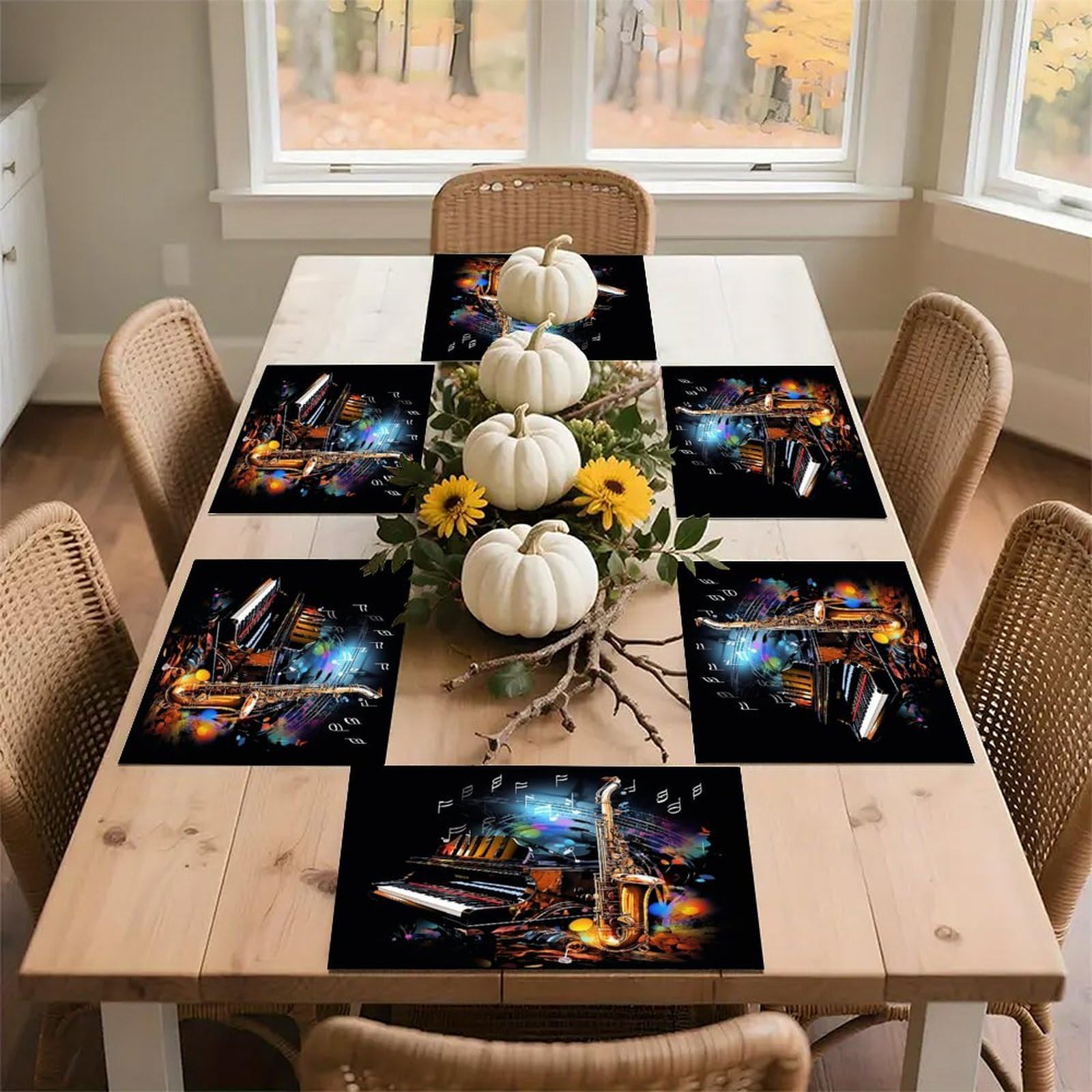 Set de table saxophone et piano lavable lot de 1 4 ou 6 pour repas