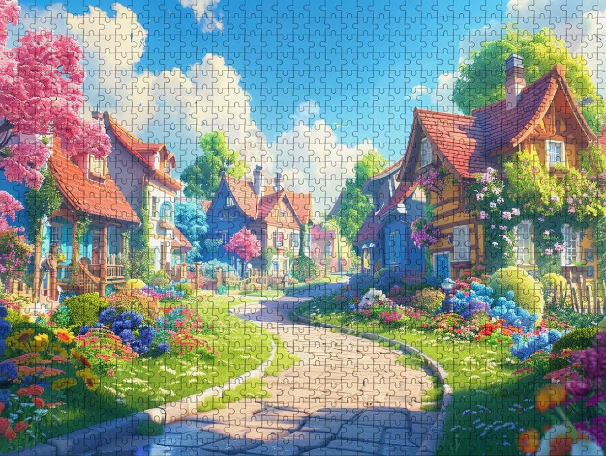Puzzle 2000 elementów dla dorosłych z widokiem na ulicę, drewniane puzzle, 99 x 70 cm, dla mężczyzn, kobiet, starszych seniorów, części ściśle do siebie pasują, dekompresja, dekoracja ścienna