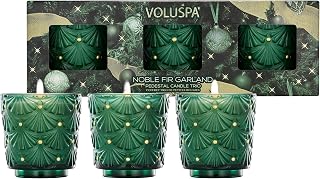 Noble Fir Garland Gift Set, 3 Christmas Scented Candles, 2.5 oz, 25-Hour Burn Time Each, Coconut Wax Blend, Handcrafted in The USA