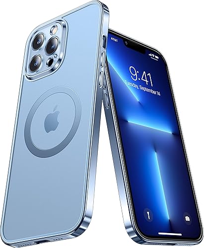 Miniatura 1 de Alphex Funda oficial de color para iPhone 13 Pro, parachoques brillante y parte trasera mate, fuerte magnético compatible con MagSafe, antihuellas,